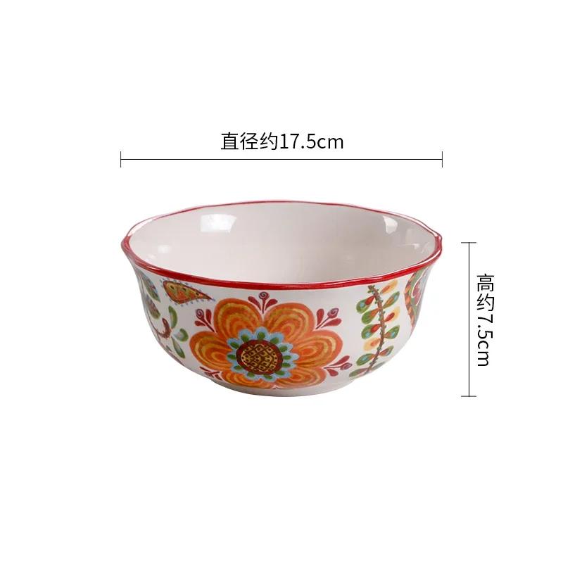Creative Bohemian Style Ceramic Plates Retro Restaurant Salad Pasta Plate Delicious Dishes Large Soup Bowls Household Tableware