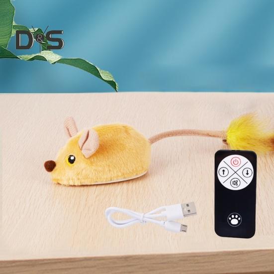 Interactive Mouse Moving Cat Toy Rechargeable Automatic Moving Plush Mice for Indoor Cats Touch Activated Squeaky Toy with Remote Control