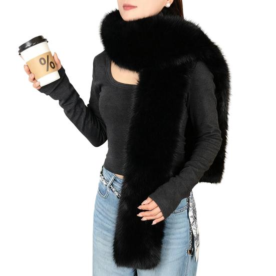 Imitation Rabbit Fur Scarf Solid Color Versatile Design Thickened Warm Scarf Cold Weather Fashion Accessories