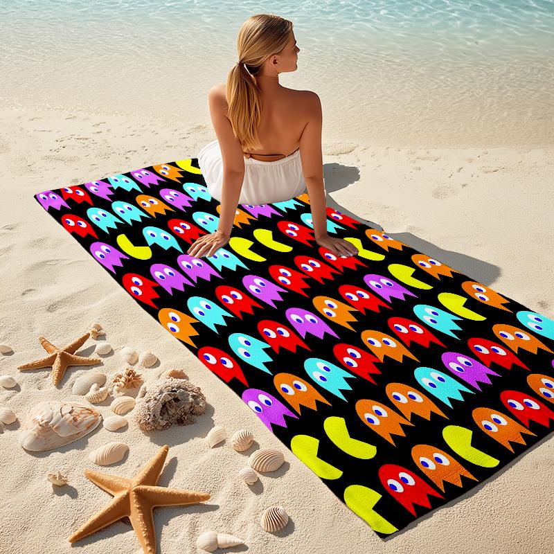 1Pc Pacman Classic Start Beach Towel Microfiber Beach Towel Thin Absorbent For Beach Swimming Yoga Bath Sports 091788