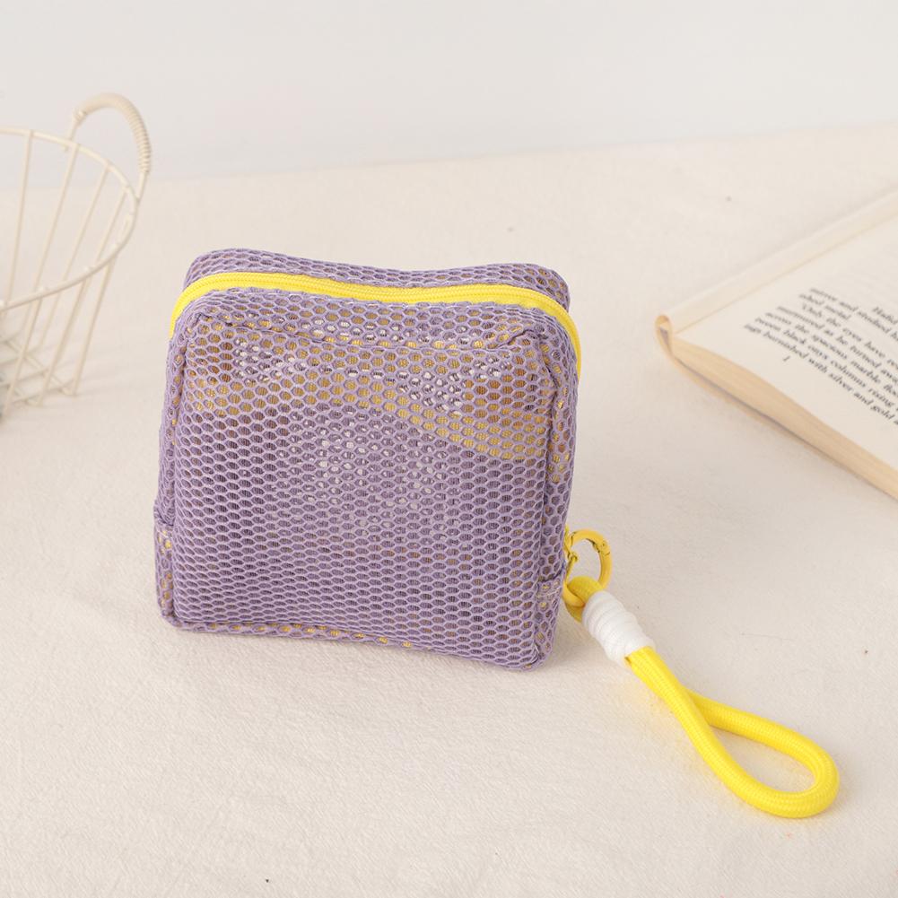 Dopaminfarbenes quadratisches Kosmetiktäschchen Mini-Make-up-Tasche Polyester Mehrfachfach-Organizer Knitterarm Reiseutensilien