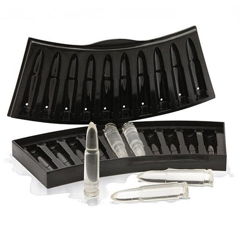 Silicone Toy Gun Ice Mold and Plastic Bullet Shaped Ice Cube Tray, Easily Detachable DIY Ice Cube Mold for Ice Cream Tools