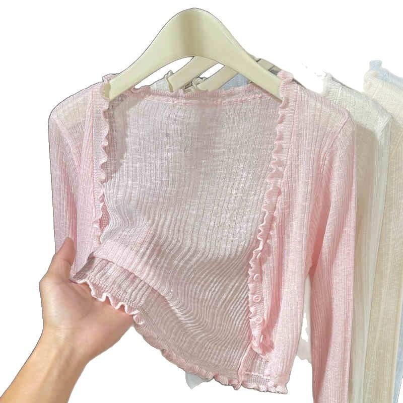 Thin Knitted Cardigan Women's New Model with Suspender Dress, Shawl Small Coat, Ice Silk Sunscreen Blouse