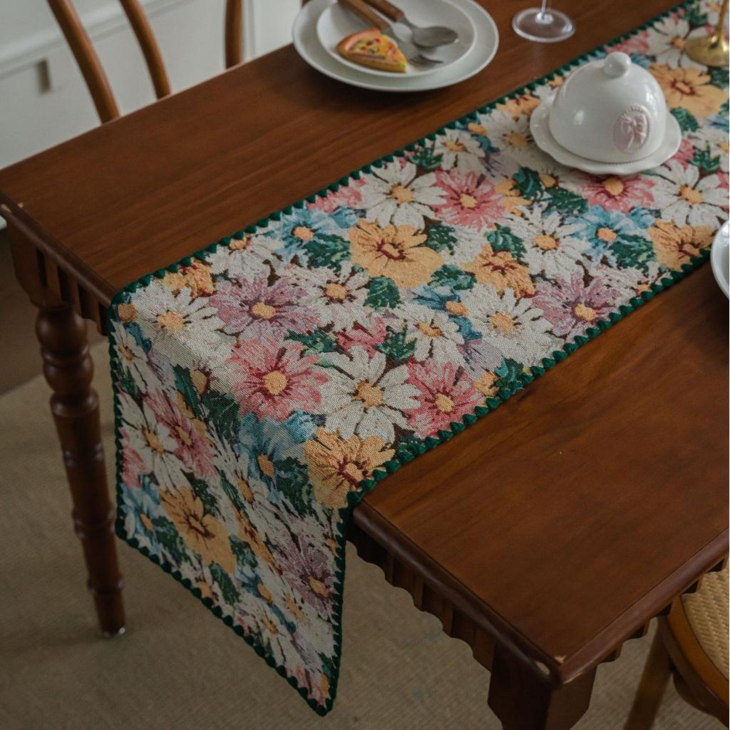 Dining Table Cotton  Linen Table Runner with Tassels