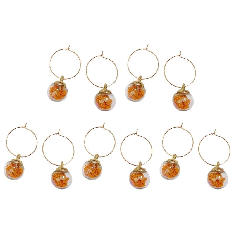 

10Pcs Wine Glass Charm with Rings Drink Markers Label for for Drink Wine Cocktail Champagnes Tasting Party Decoration помаранчевий