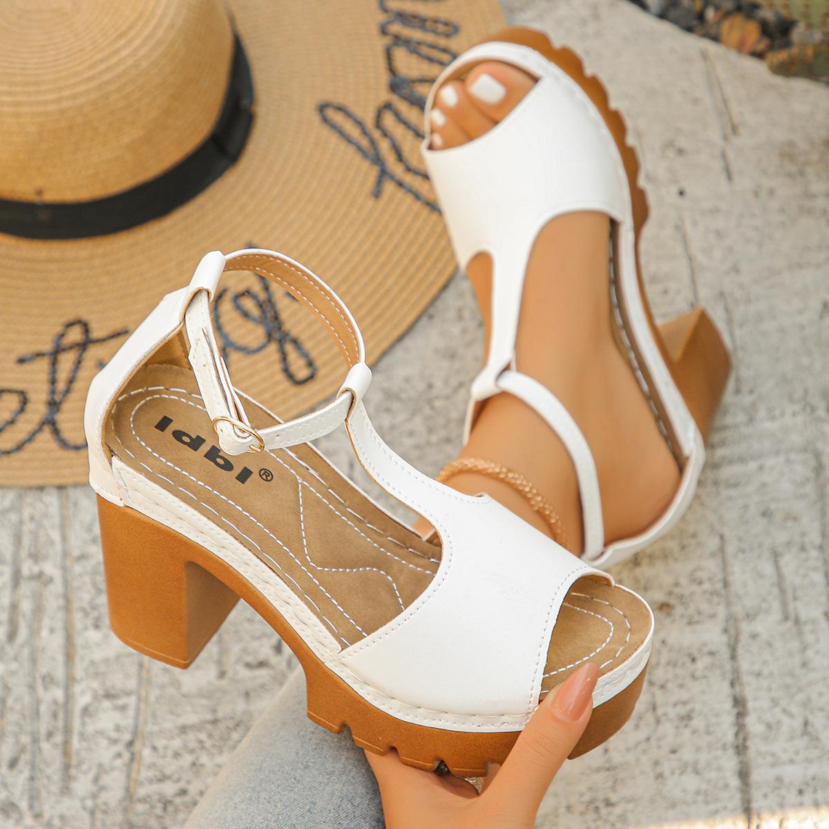 Women s Shoes, Large Size Shoes, Thick-soled Shoes, Heightening Shoes, High-heeled Sandals 35 белый
