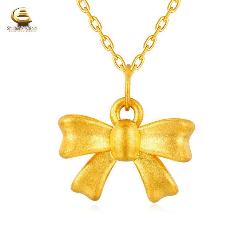 Rose Flower Crown Pure Gold 999 Pendant Set for Women - Qixi Valentine's Day Gift