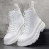 White Comfort Microfiber Leather Men Casual Shoes High Quality Ankle Boots Men Non Slip Platform Men Casual Boots Botas Homens
