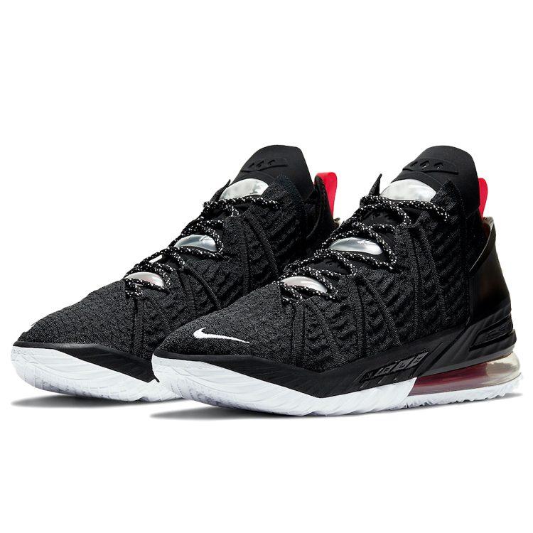 Nike Lebron 18 James Comfortable Round Toe Textile, Synthetic Leather Cushioning Slip Resistant Abrasion Resistant CQ9283-001