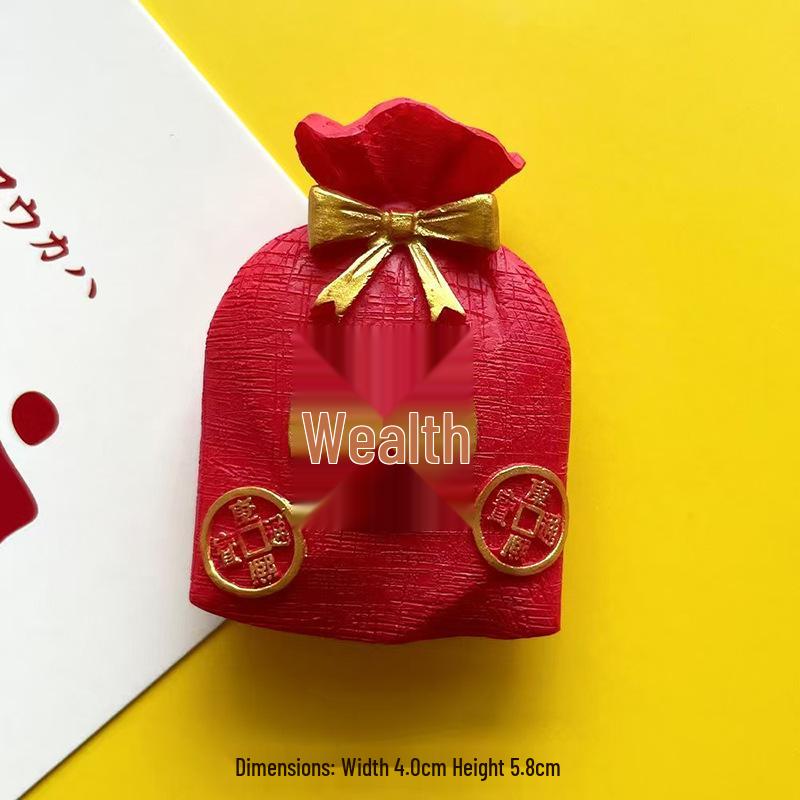 3D Resin Lucky Bag Magnet - Chinese New Year Prosperity Decor