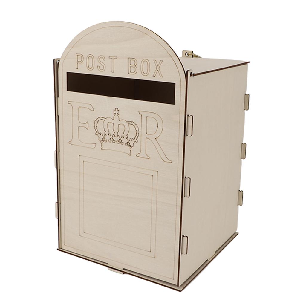 Wooden Wedding Mailbox with Lock Key Plywood Handcrafted Exquisite Vintage Wedding Post Box for Rece