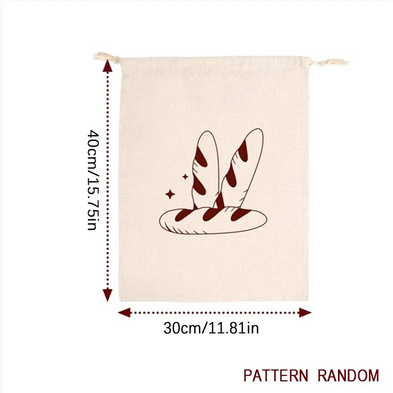Linen Bread Bag Reusable Baguette Cotton Drawstring Storage Bag Loaf Homemade Bread Fresh Eco Friendly Keeping for Baguette