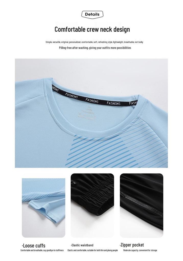 Men's Quick-Drying Ice Silk Sports Set: Short Sleeve T-shirt and Shorts