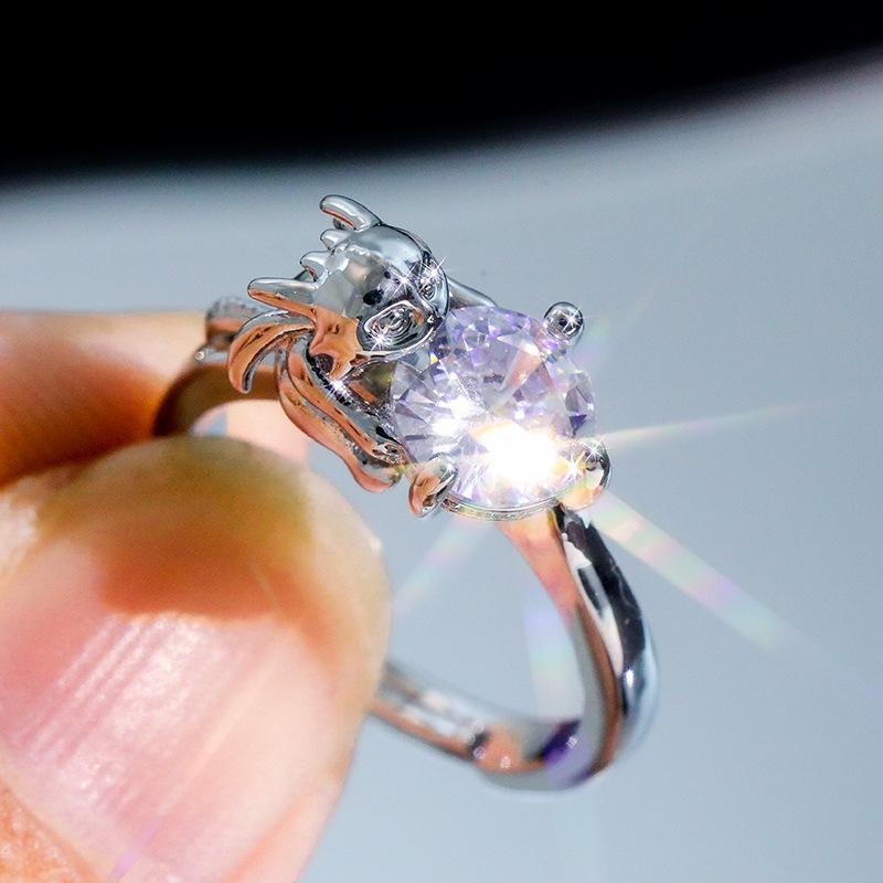 Viya Personality Niche Women'S Zircon Copper Open Ring Women'S Korean Version Trend Index Finger Ring Women'S Jewelry