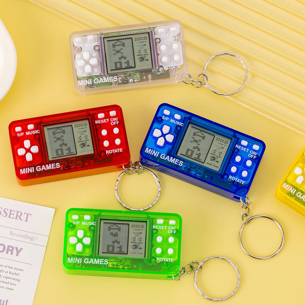 Mini Transparent Tetris Game Keychain - Classic Nostalgic Toy for Students