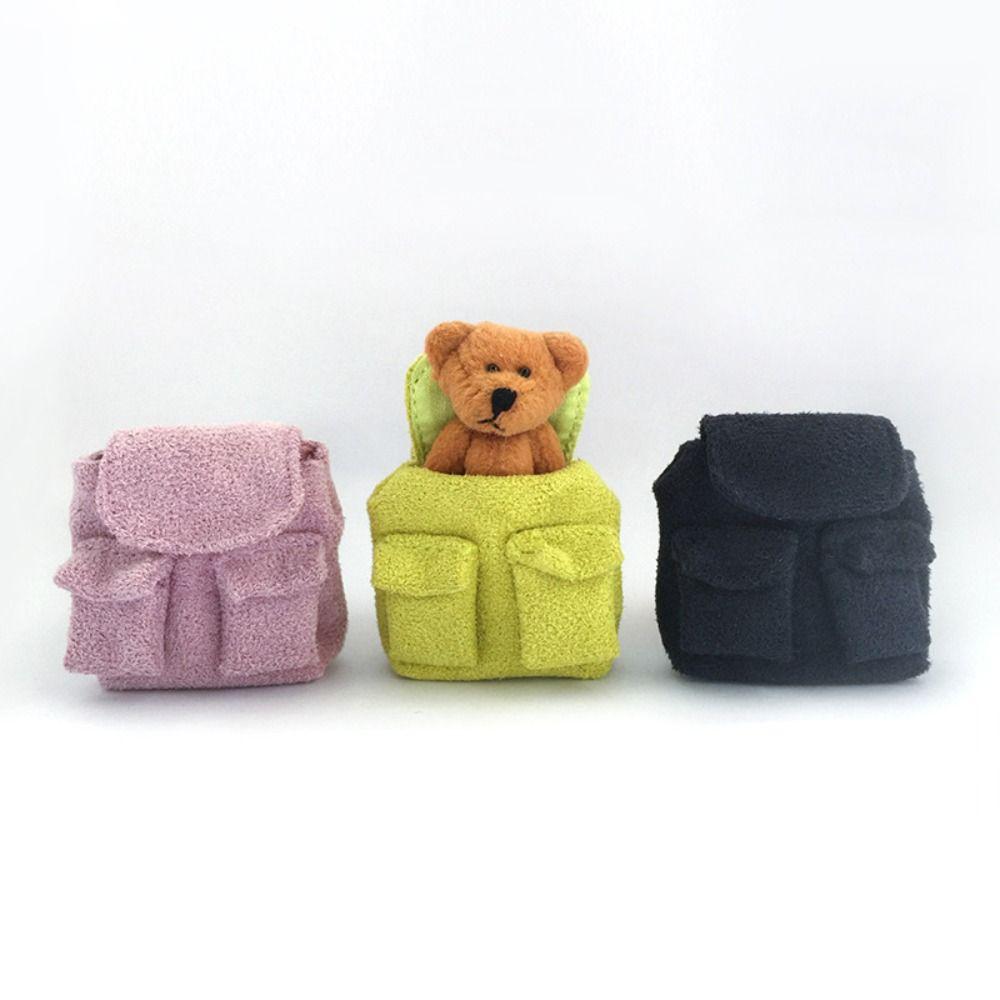 

Cute Doll Backpack Mini Plush Handbag for 1/11 OB11 Dolls Dollhouse Decoration зелений