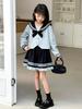Girls' College Style JK Suit - Spring/Autumn 2025 Back-to-School Two-Piece Set (Shirt & Skirt)
