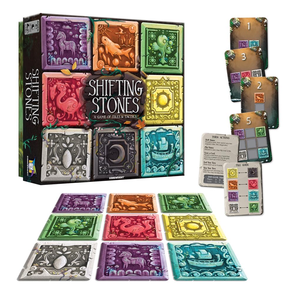 Gamewright Shifting Stones – Tile and Card Tactical Visual Decision-Making Family Strategy Game for Ages 8+