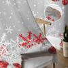 Christmas Red Xmas Ornament Snowflakes Grey Yarn Curtain Window Netting Curtains For Living Room Kitchen Sheer Sheer Fabric Curtains