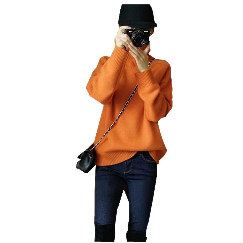 2025 Autumn/Winter Women's High Neck Loose Knit Sweater - Thick Pullover Base Layer, Fashionable Lazy Style