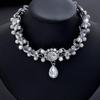 1PC Light Luxury Full Diamond Tassel Pearl Water Drop Flower Necklace Women, Fashion High Sense Luxury Collarbone Chain