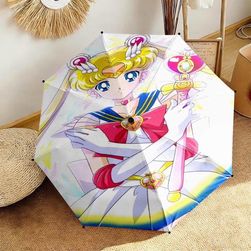 Japanese style Cute cartoon theme Sailor Moon Tsukino Usagi cartoon Umbrella Portable Home Essential Travel Outdoor Iron Multi functional Umbrella B1