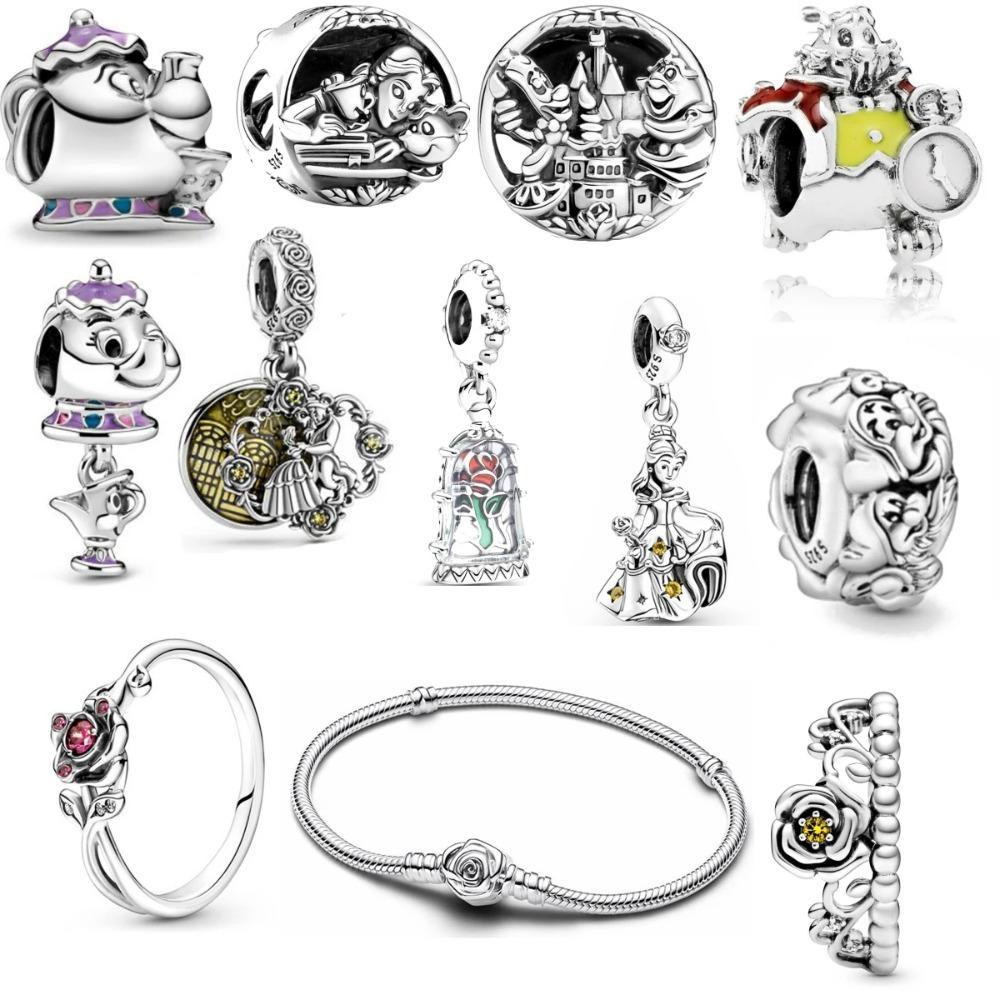    Bracelet 925 Silver Charm Beads DIY Eternal Rose Potts Pendant