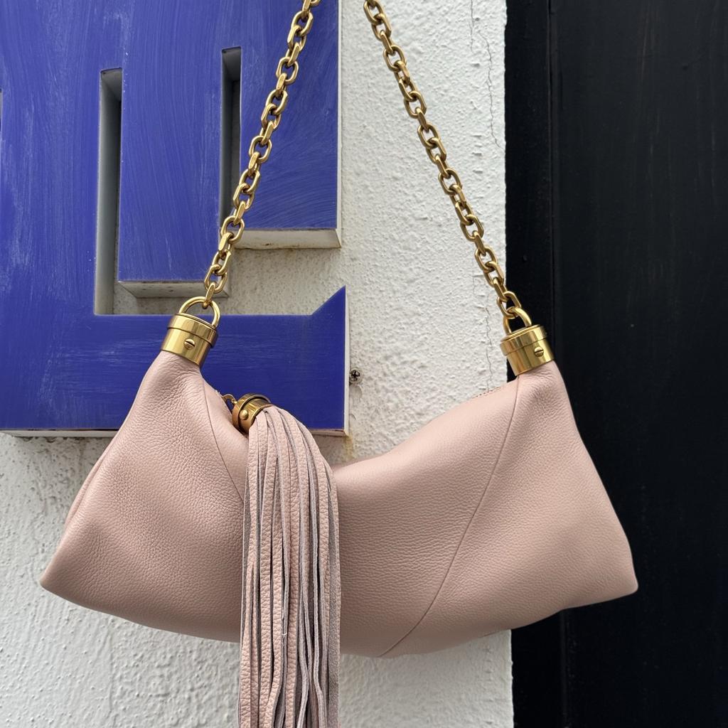 Genuine Leather Shoulder Bag Niche Design Tassel Chain Underarm Bag Women's Bag Crossbody Bag Fashion Soft Top-Grain Cowhide