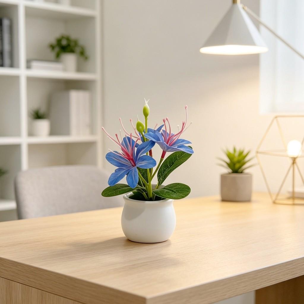 Mini Jasmine Faux Plant With Plastic And Soft Gel For Home Decor And Photography Props