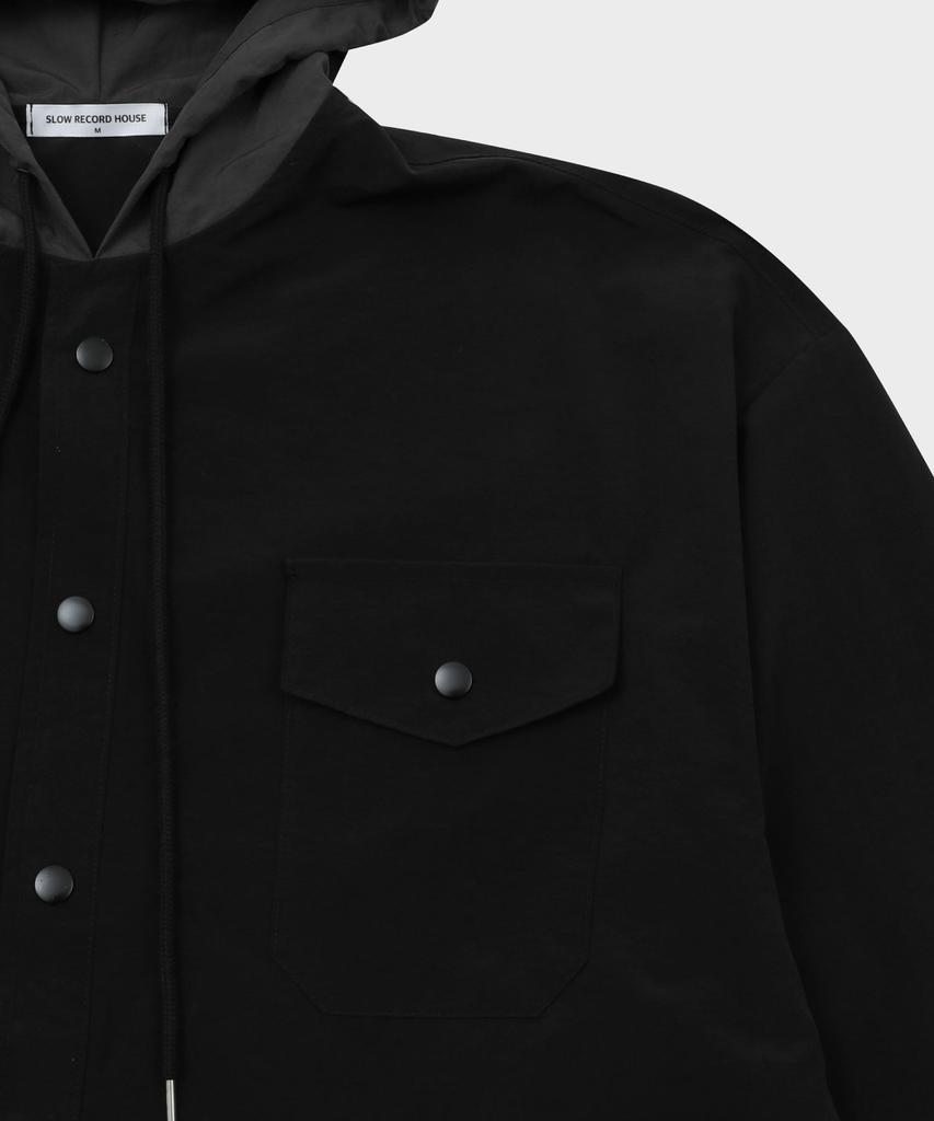 SLOW RECORD HOUSE Nylon Hoodie_Black