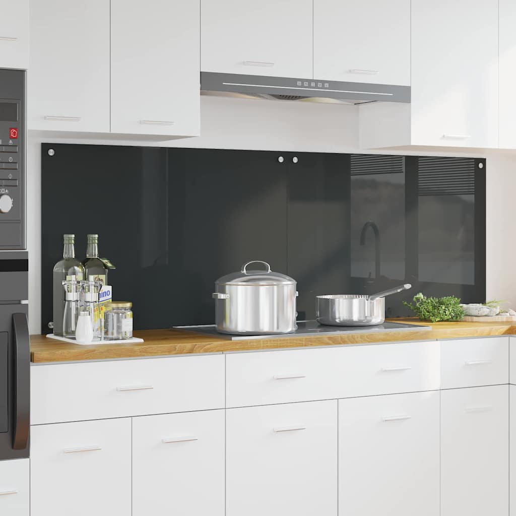 Kitchen Splashback 2 pcs Dark Grey 90 x 60 cm Tempered Glass