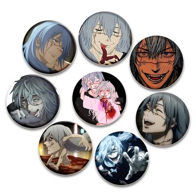 Spilla con bottone, personaggio dei cartoni animati, spilla a forma di anime giapponese Mahito Jujutsu Kaisen, 32/44/58 mm, decorazione per borsa, fan, collezione, regalo per amici.
