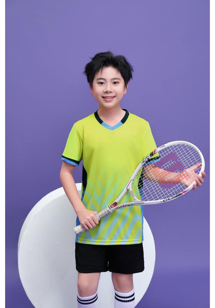 Summer Kids' Sports Uniform Set for Boys & Girls - Short Sleeve Jersey for Football & Badminton Training