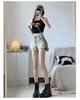 American Spicy Girl Women's High-Waist Denim Shorts, Summer 2024 - Slimming A-line Hot Pants, Washed Finish
