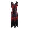 Retro Sequined Beaded Dress Front and Rear Deep V-neck Fashionable Fringed Dress, Popular Evening Dress