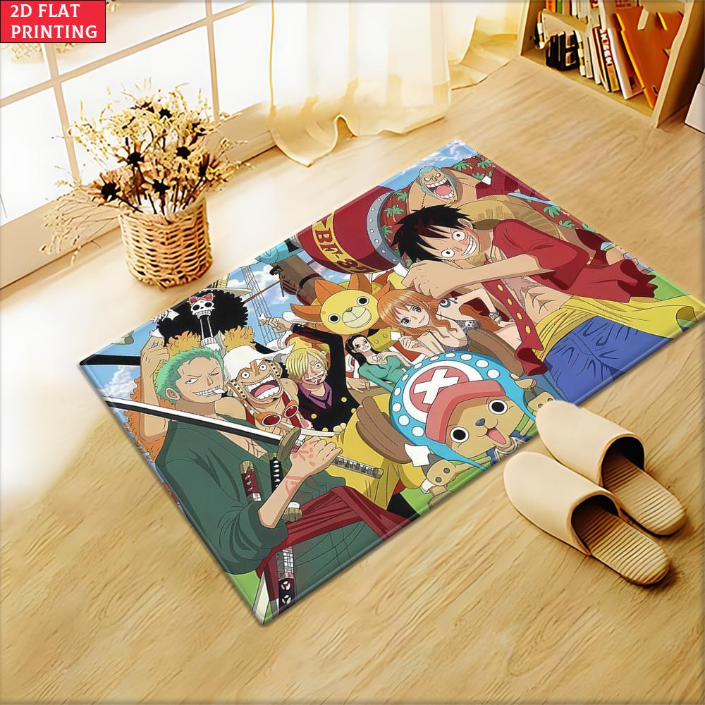 Anime Straw Hat Crew Doormat, Cartoon Pirate Non-slip Floor Mat, Decorative Entrance Rug for Home Living Room Bedroom Game Room