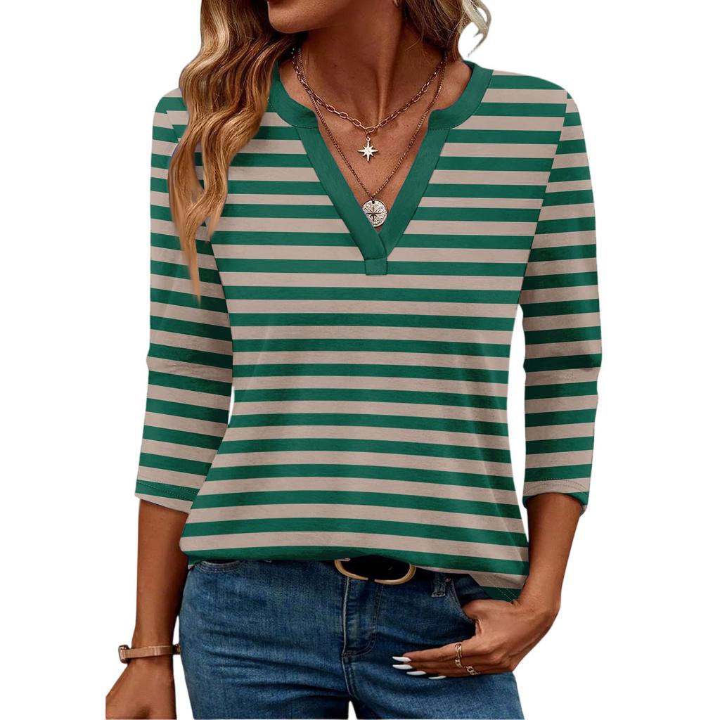 3/4 Sleeve Shirts For Women Tees Blouses Casual Plus Size Basic Tops Pullover Ladies Tunic Blouses