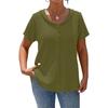 Women’s Short Sleeve Blouse with V Neck and Decorative Buttons Loose Fit Casual Top for Daily Wear