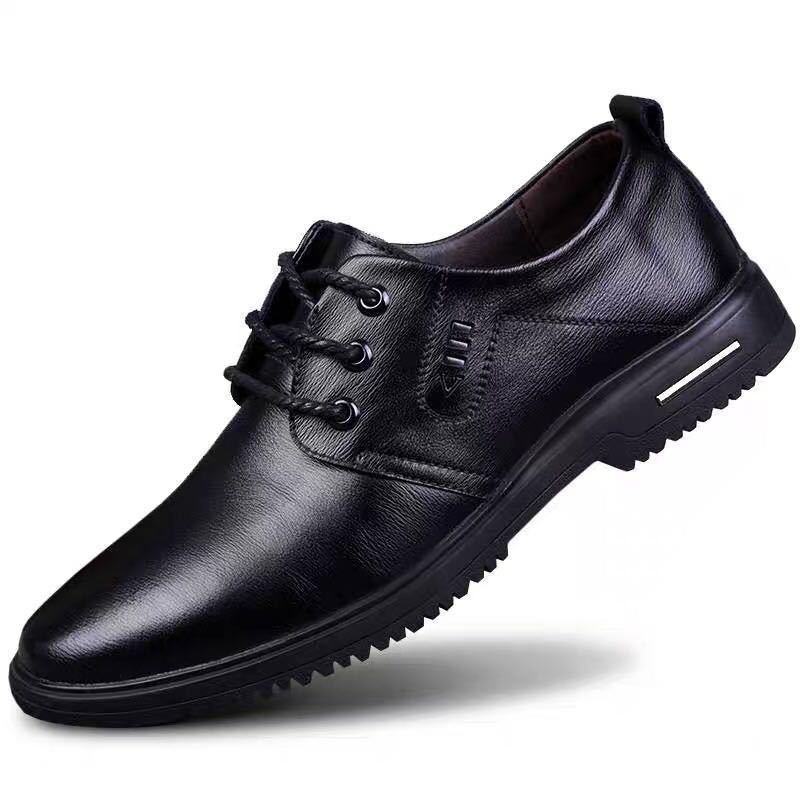 Weiches Leder Weiche Sohle Frühling und Sommer Herren Lederschuhe Business Casual Schuhe Herren Runde Spitze Schnürung Werkzeugschuhe