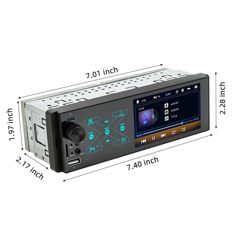 

Car Stereo Receiver 4*60W Single Din Colorful Lights MP5 Player with 4.1 Touchscreen BT 5.0 FM Transmitter чёрный