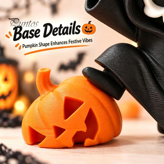 Integrated Molding Skeleton Decor Little Pumpkin Skull Ornament, 3D Printed Halloween Decor, Cute Desktop Miniature for Home Figurine Table Decoration