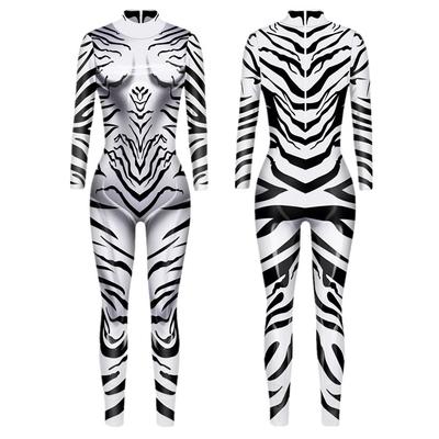Women Digital Jumpsuit Cosplay Costume Leopard Sleeve Bodysuit Evening