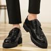 Fashion Men Outdoor Non-slip Walk Daily Commute Casual Shoe Hand-stitched Leather Business Shoes Men Thick Soled Slip-On Driving Loafers