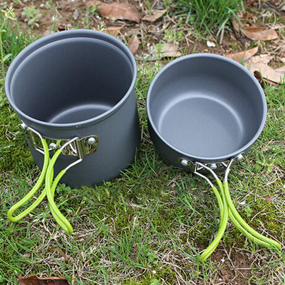 Hiking Picnic Tableware Pan Outdoor Camping Non-stick Pot Cookware with Scald Prevention Foldable Handle
