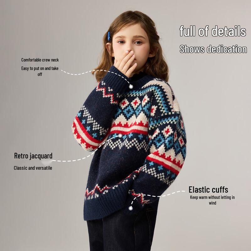 ASK JUNIOR Fair Isle Girls' Jacquard Sweater