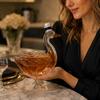 Glass Swan-Shaped Bottle with Detailed Design Standing On Two Legs Decorative Container for Liquids with Matching Gift Box Packaging