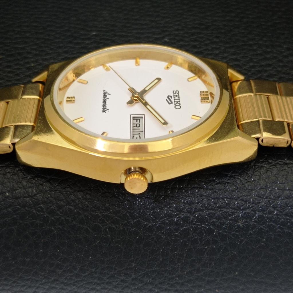 REFURBISHED VINTAGE SEIKO 5 AUTOMATIC JAPAN MENS WHITE DIAL WATCH A434710-2 R121-a434710