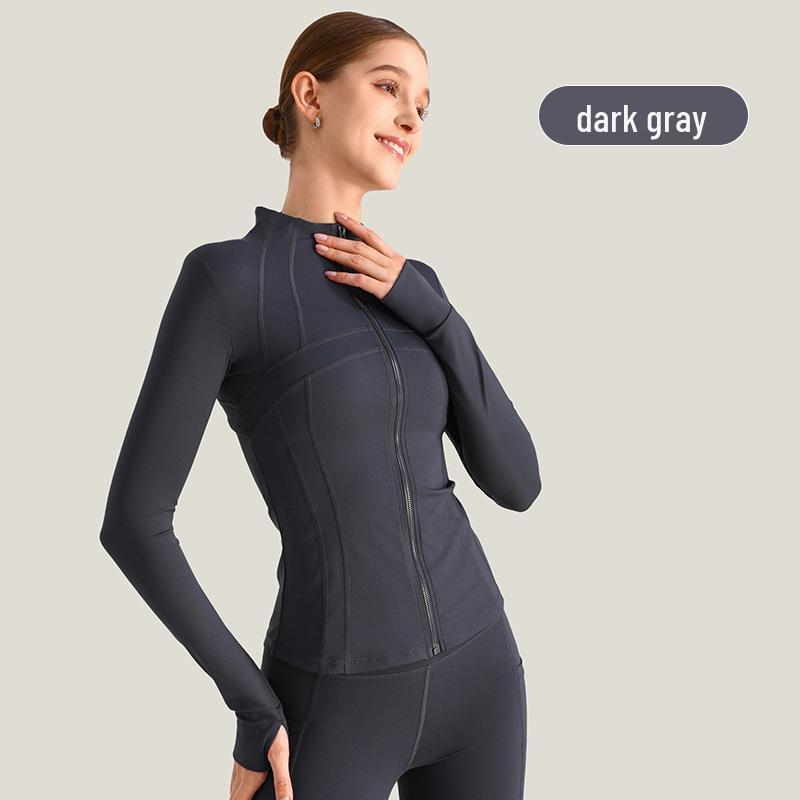 Women's Slim-Fit Quick-Dry High Elastic Yoga Jacket with Stand Collar