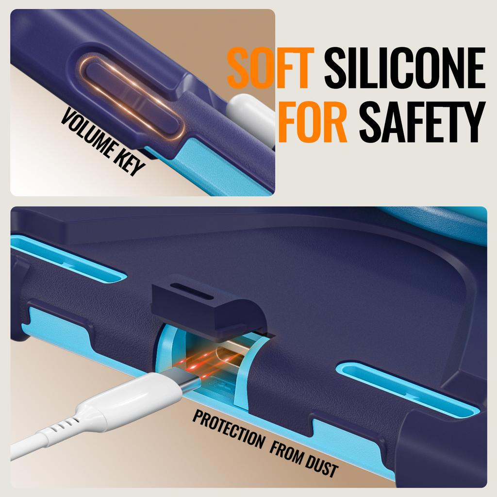 For iPad (2025) / 10.9 (2022) Case with Shoulder Strap TPU + PC + Silicone Kickstand Tablet Cover