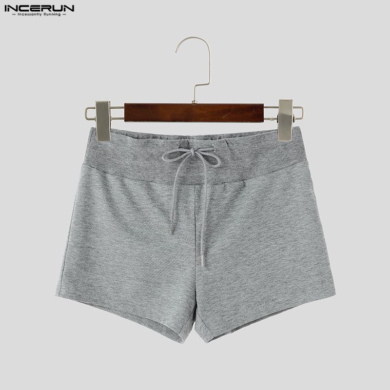 INCERUN Mens Shorts High Waist Ribbed Bodycon Yoga Fitness Gym Athletic Short Pants